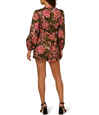 Adrianna Papell Long Sleeve Floral Romper
