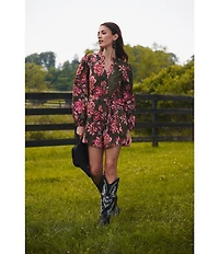 Adrianna Papell Long Sleeve Floral Romper