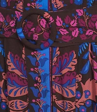 Adrianna Papell Long Sleeve V Neck Pattern Mini Flounce Dress