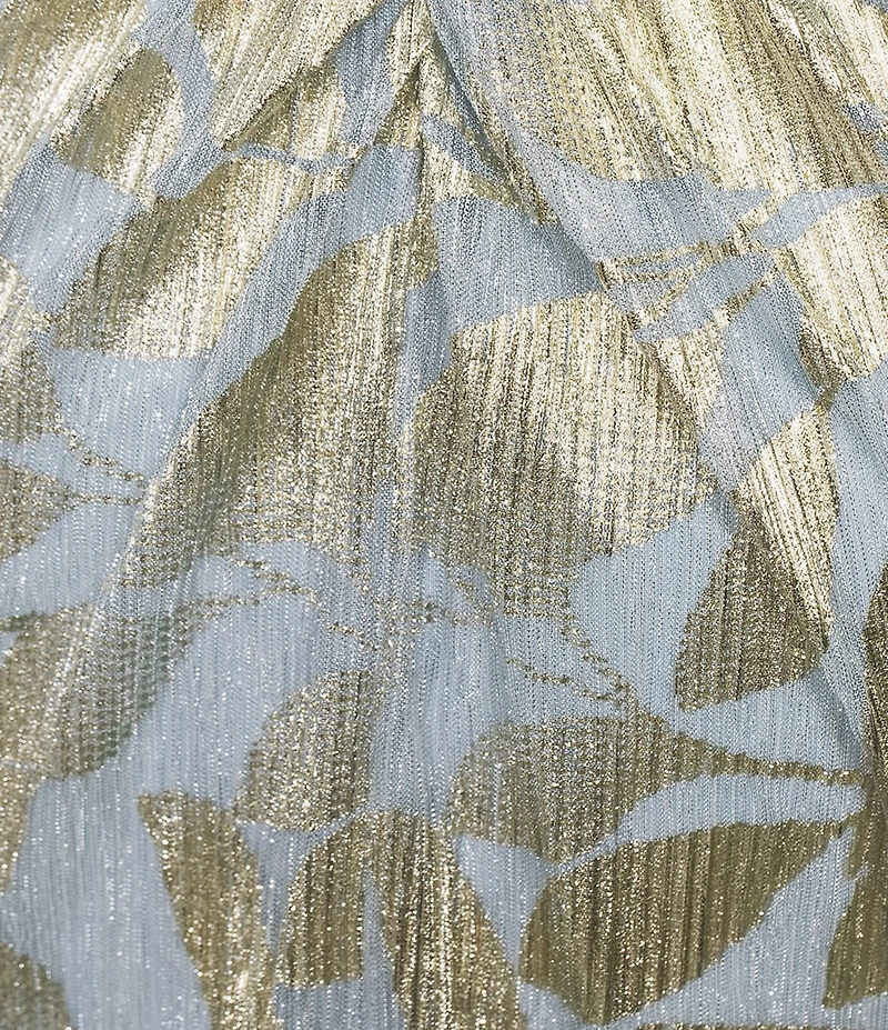 Adrianna Papell Metallic Asymmetrical Neck Sleeveless Gown