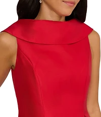 Adrianna Papell Mikado Boat Roll Neck Sleeveless Fit And Flare Midi Dress