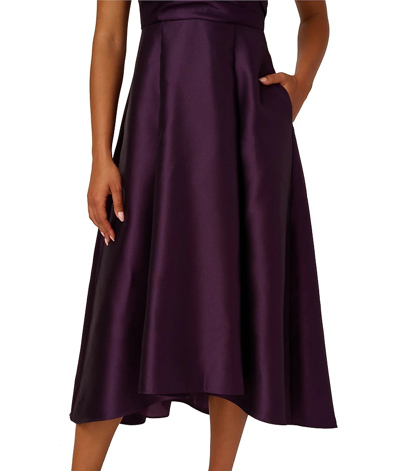 Adrianna Papell Mikado Off The Shoulder Sleeveless Hi-Low Midi Gown