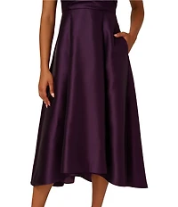 Adrianna Papell Mikado Off The Shoulder Sleeveless Hi-Low Midi Gown