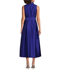 Adrianna Papell Mikado Sleeveless Front Tie Midi Dress