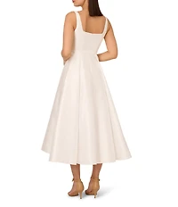 Adrianna Papell Mikado Square Neck Sleeveless A-Line Midi Dress