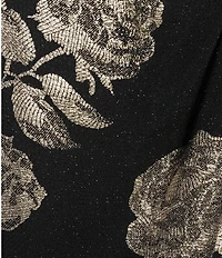 Adrianna Papell Novelty Knit Metallic Floral Print Halter Neck Sleeveless Gown