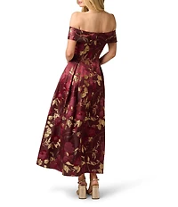 Adrianna Papell Off Shoulder Floral Jacquard Midi Dress