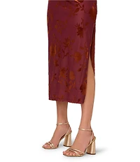 Adrianna Papell Off-The-Shoulder Burnout Velvet Midi Dress