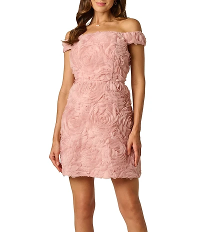 Adrianna Papell Off The Shoulder Soutache Lace Dress