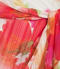 Adrianna Papell One Shoulder Chiffon Floral Print Long Dress