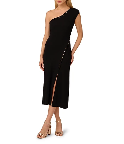 Adrianna Papell One Shoulder Knit Midi Dress