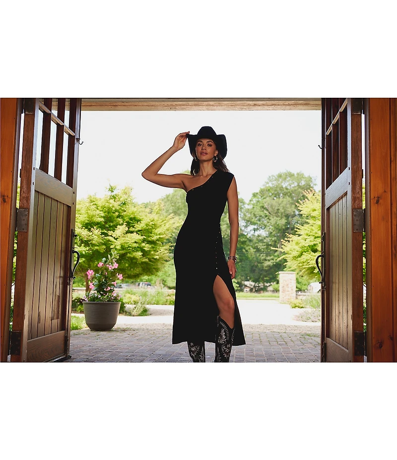 Adrianna Papell One Shoulder Knit Midi Dress