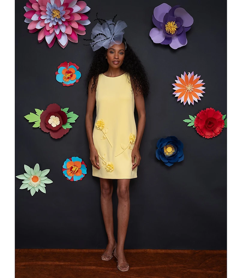 Adrianna Papell Sleeveless Rosette Shift Dress