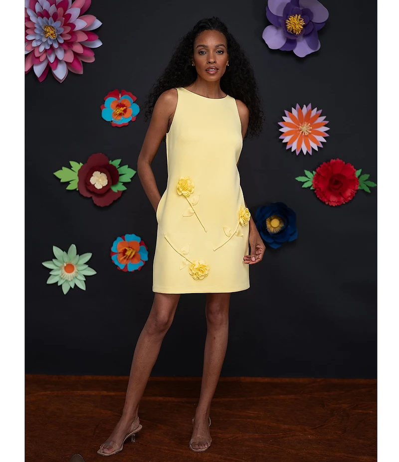 Adrianna Papell Sleeveless Rosette Shift Dress