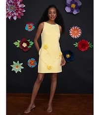 Adrianna Papell Sleeveless Rosette Shift Dress
