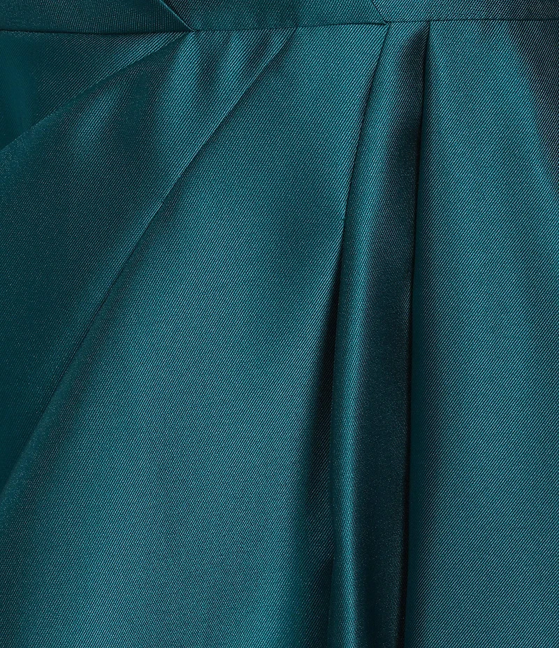 Adrianna Papell One Shoulder Pleated Bodice Mikado Long Gown