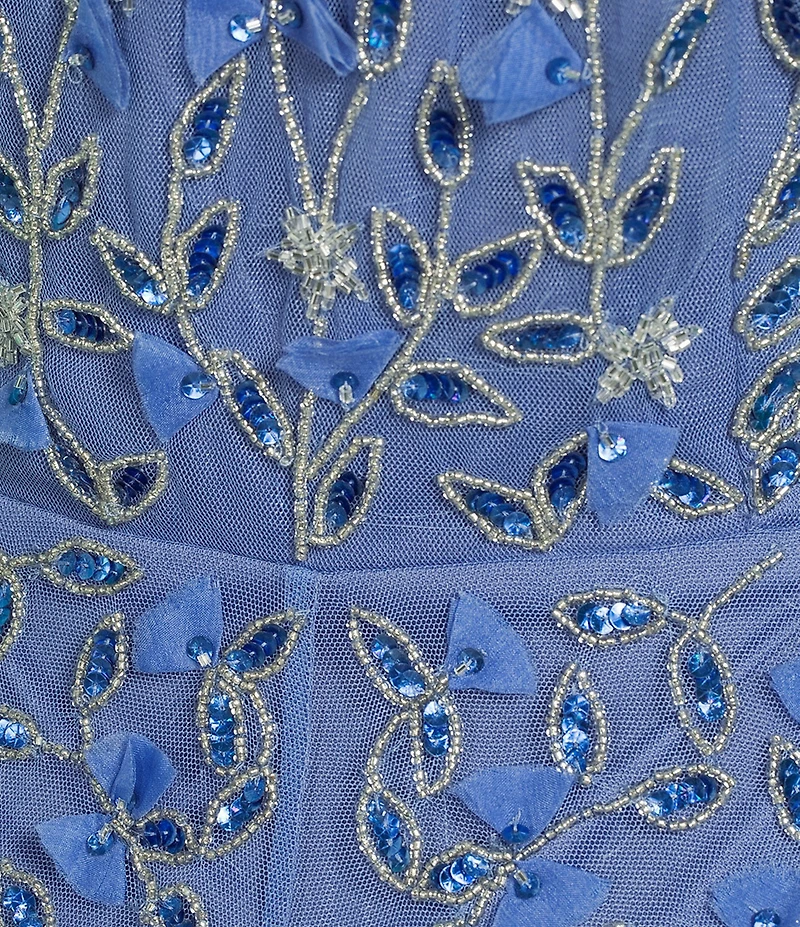 Adrianna Papell One Shoulder Sleeveless Beaded Mesh Midi Dress