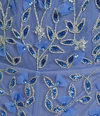 Adrianna Papell One Shoulder Sleeveless Beaded Mesh Midi Dress