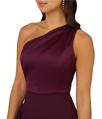Adrianna Papell One Shoulder Sleeveless Cascading Ruffle Draped Mermaid Gown