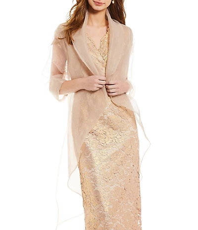 Adrianna Papell Organza 3/4 Sleeve Tie Front Wrap Jacket