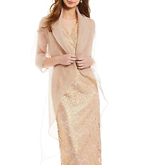 Adrianna Papell Organza 3/4 Sleeve Tie Front Wrap Jacket