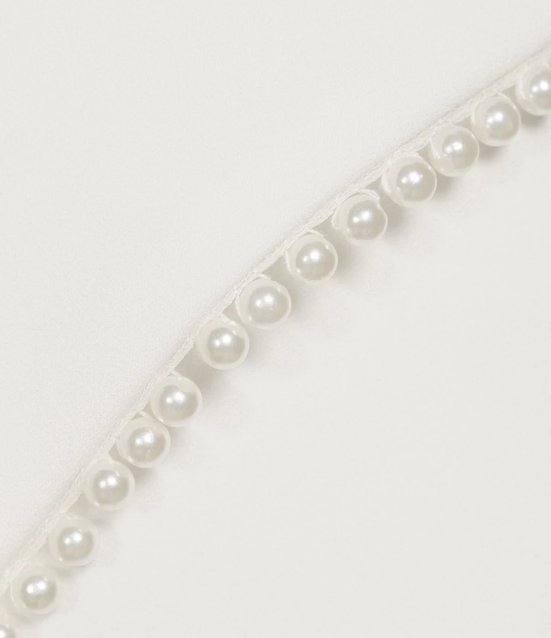 Adrianna Papell Pearl Trim Crepe V-Neck Sleeveless Jumpsuit