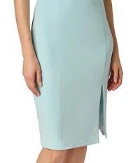 Adrianna Papell Pearl Trim Split Sleeve Sheath Dress
