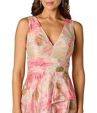 Adrianna Papell Petite Size Cascade Organza Midi Dress
