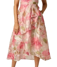 Adrianna Papell Petite Size Cascade Organza Midi Dress