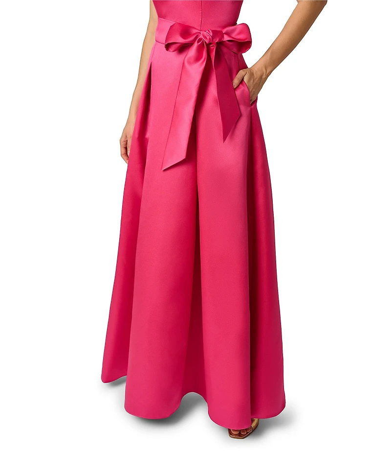 Adrianna Papell Petite Size Mikado Tie Front A-Line Dress