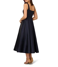 Adrianna Papell Petite Size Square Neck Mikado Midi Dress