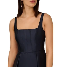 Adrianna Papell Petite Size Square Neck Mikado Midi Dress