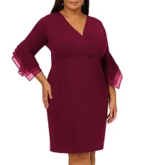 Adrianna Papell Plus Size 3/4 Sleeve Crepe Combo Sheath Dress