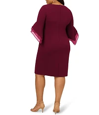 Adrianna Papell Plus Size 3/4 Sleeve Crepe Combo Sheath Dress