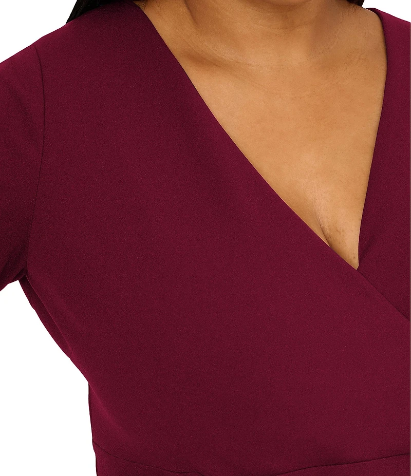 Adrianna Papell Plus Size 3/4 Sleeve Crepe Combo Sheath Dress