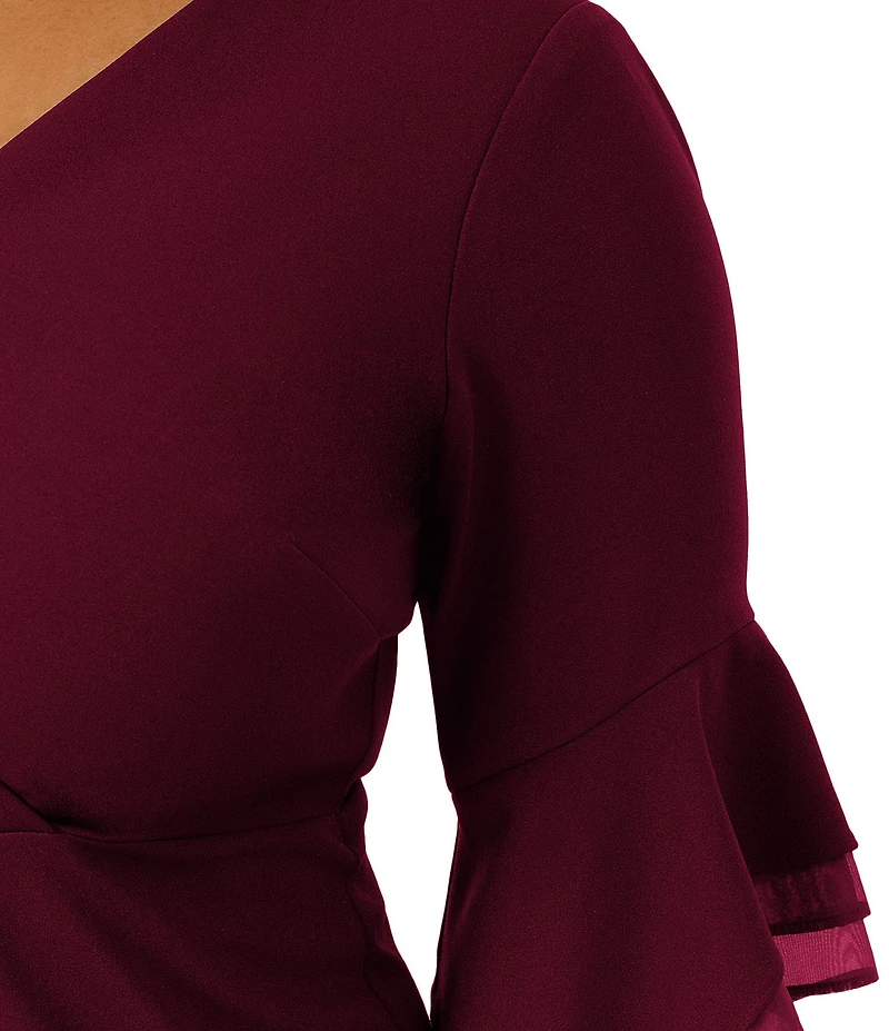 Adrianna Papell Plus Size 3/4 Sleeve Crepe Combo Sheath Dress