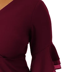 Adrianna Papell Plus Size 3/4 Sleeve Crepe Combo Sheath Dress