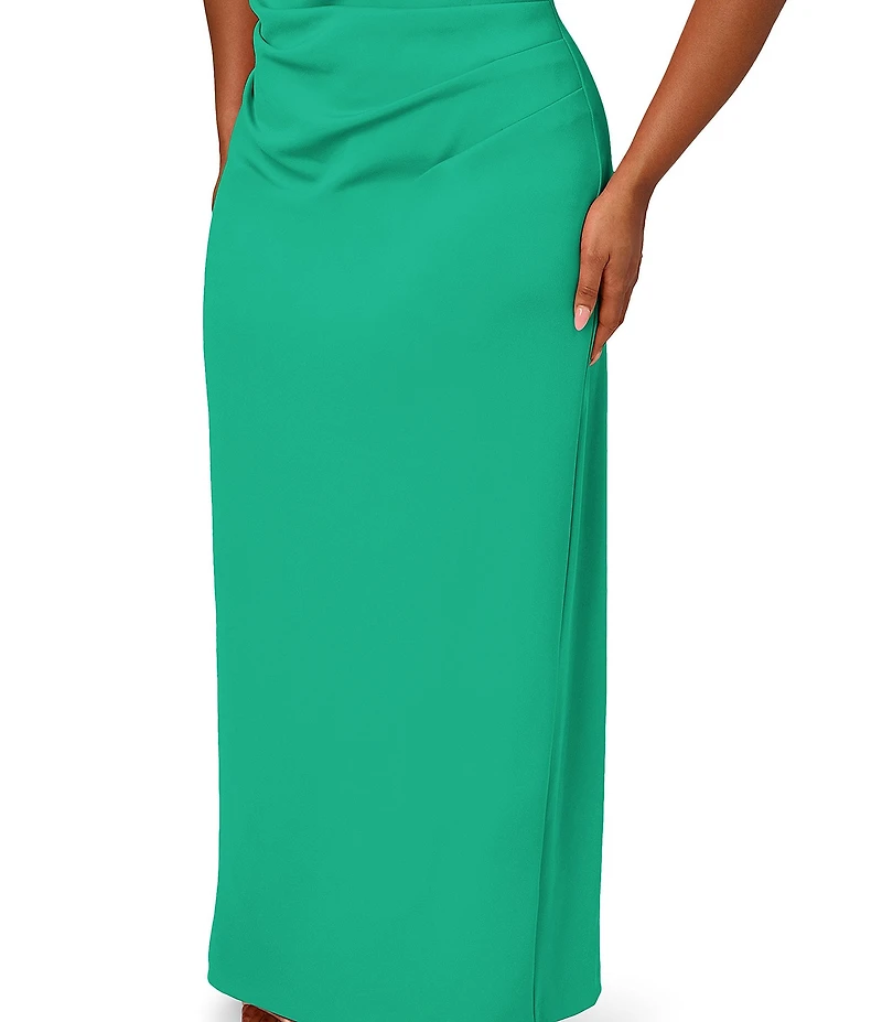 Adrianna Papell Plus Size Asymmetrical Neck Side Ruched Scuba Column Gown