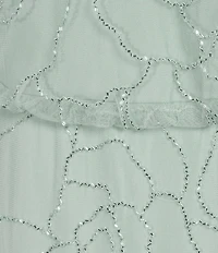 Adrianna Papell Plus Size Beaded Mesh Blouson Long Dress