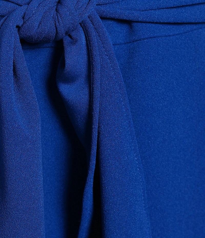 Adrianna Papell Plus Size Crepe Knit Tie Waist 3/4 Sleeve Round Neck Sheath Dress