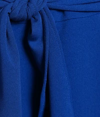 Adrianna Papell Plus Size Crepe Knit Tie Waist 3/4 Sleeve Round Neck Sheath Dress