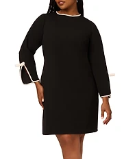 Adrianna Papell Plus Size Crepe Long Sleeve Bow Sheath Dress