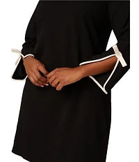 Adrianna Papell Plus Size Crepe Long Sleeve Bow Sheath Dress