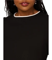Adrianna Papell Plus Size Crepe Long Sleeve Bow Sheath Dress