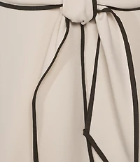 Adrianna Papell Plus Size Crew Neck 3/4 Sleeve Crepe Tie Waist Sheath Dress