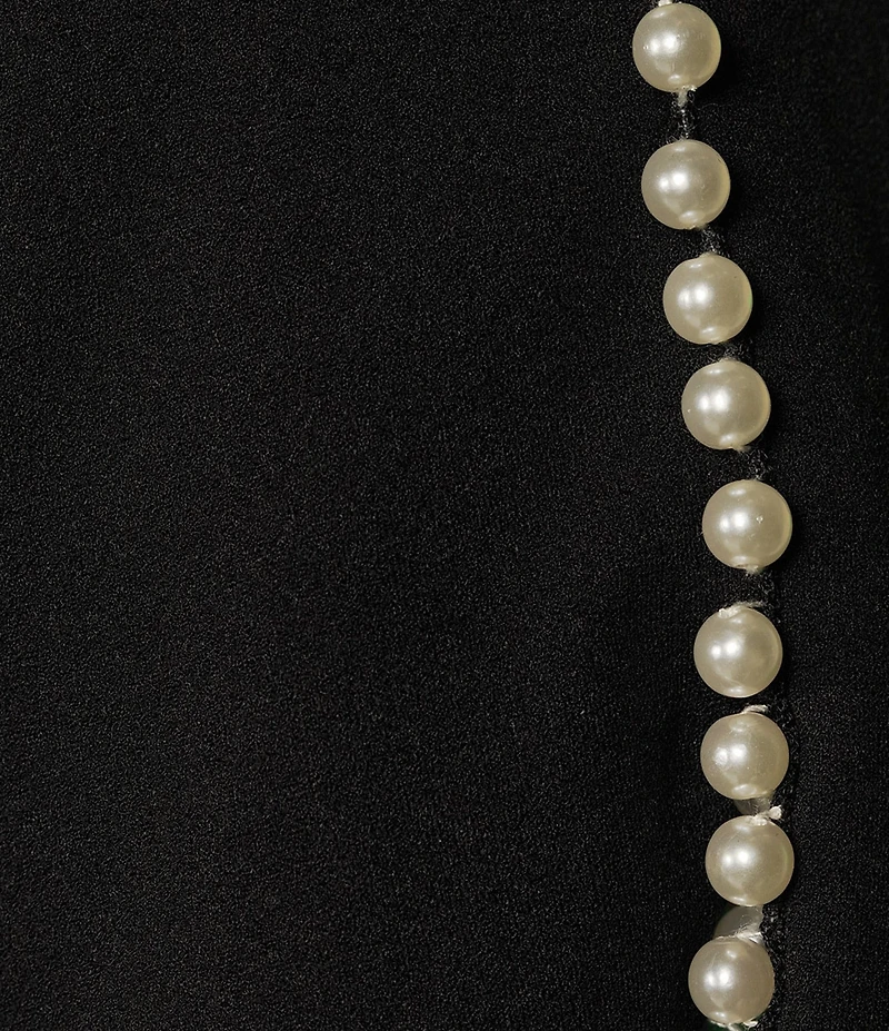 Adrianna Papell Plus Size Crew Neck Pearl Trim Crepe Dress