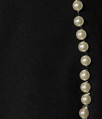 Adrianna Papell Plus Size Crew Neck Pearl Trim Crepe Dress