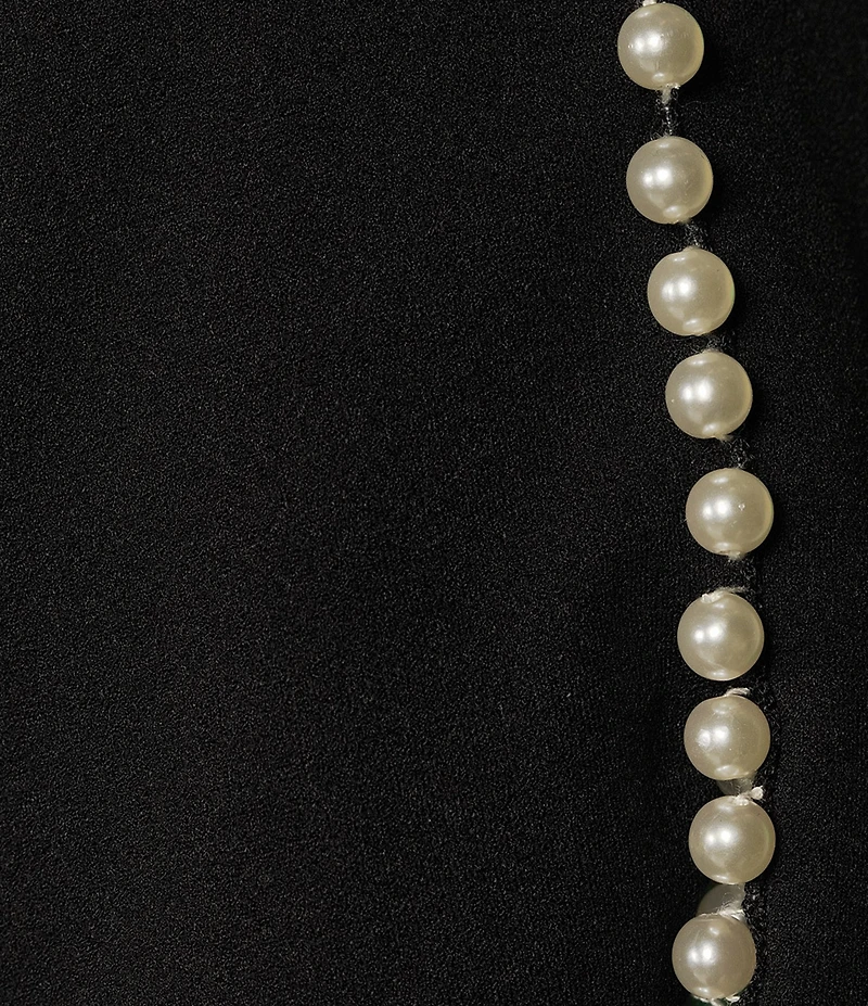 Adrianna Papell Plus Size Crew Neck Pearl Trim Crepe Dress