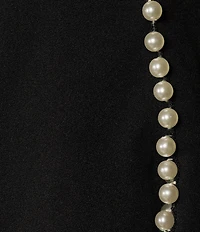 Adrianna Papell Plus Size Crew Neck Pearl Trim Crepe Dress