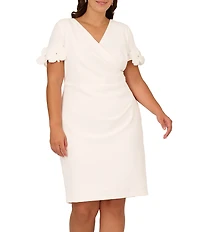 Adrianna Papell Plus Size Knit Crepe Short Sleeve Dress